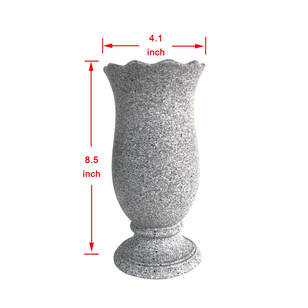 Generic resin grave vase in durable marble gray color.