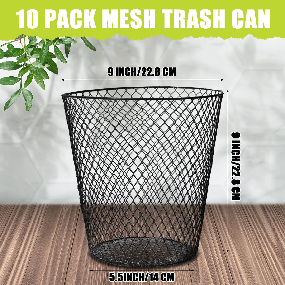 Generic round mesh trash can with metal vented design for odor control