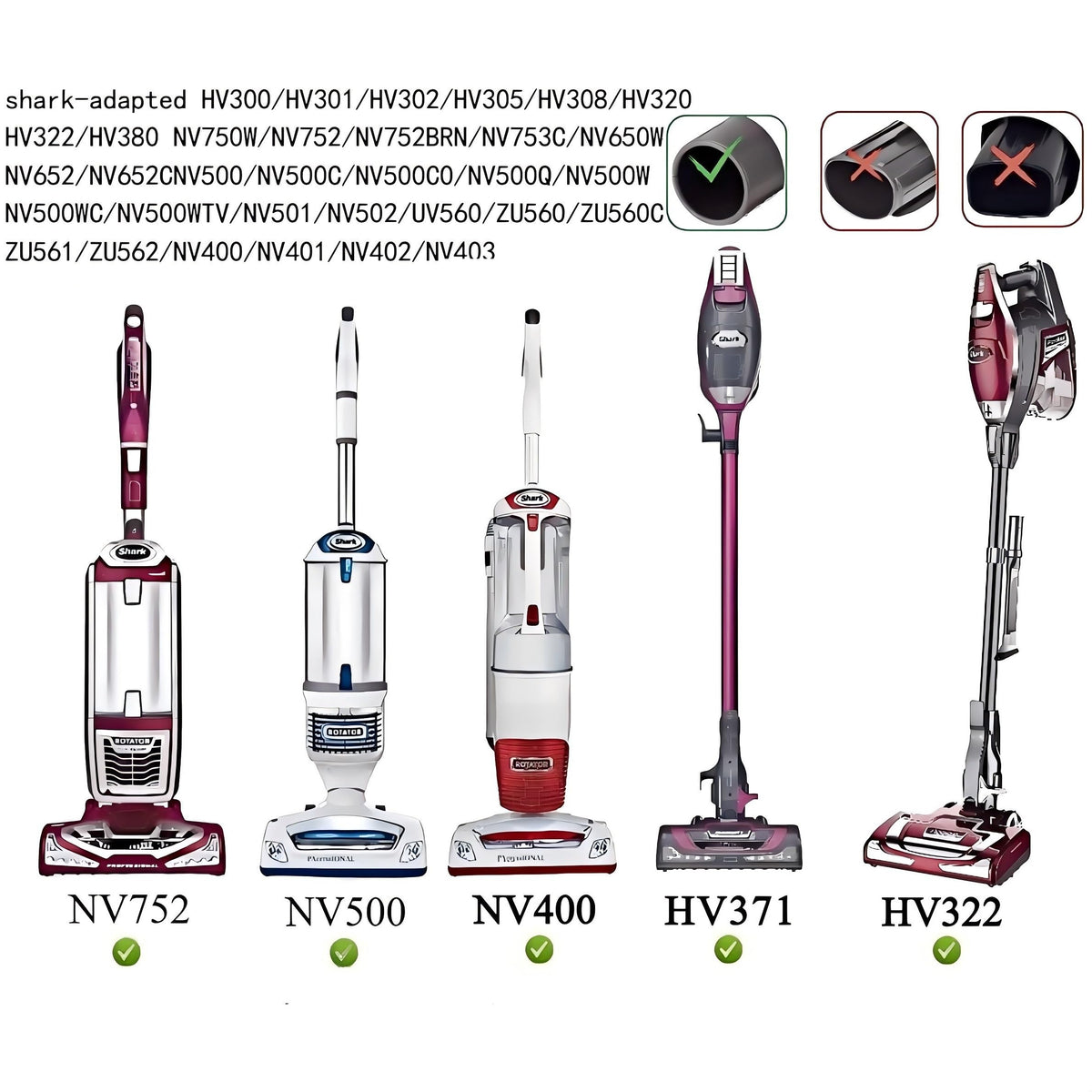 Generic Shark Rocket universal adapter fits multiple vacuums.