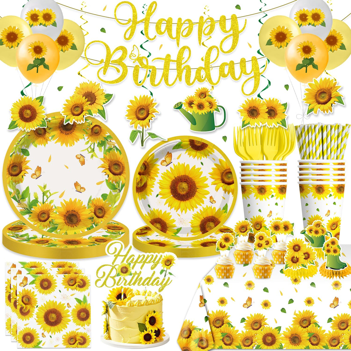 Generic sunflower banner decor for a bright birthday celebration