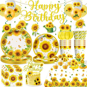 Generic sunflower banner decor for a bright birthday celebration