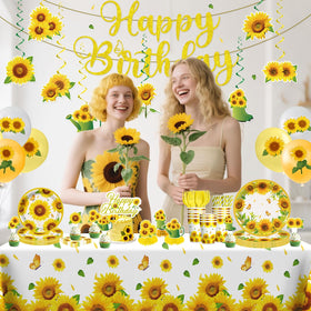 Generic sunflower hanging swirls add motion to party décor
