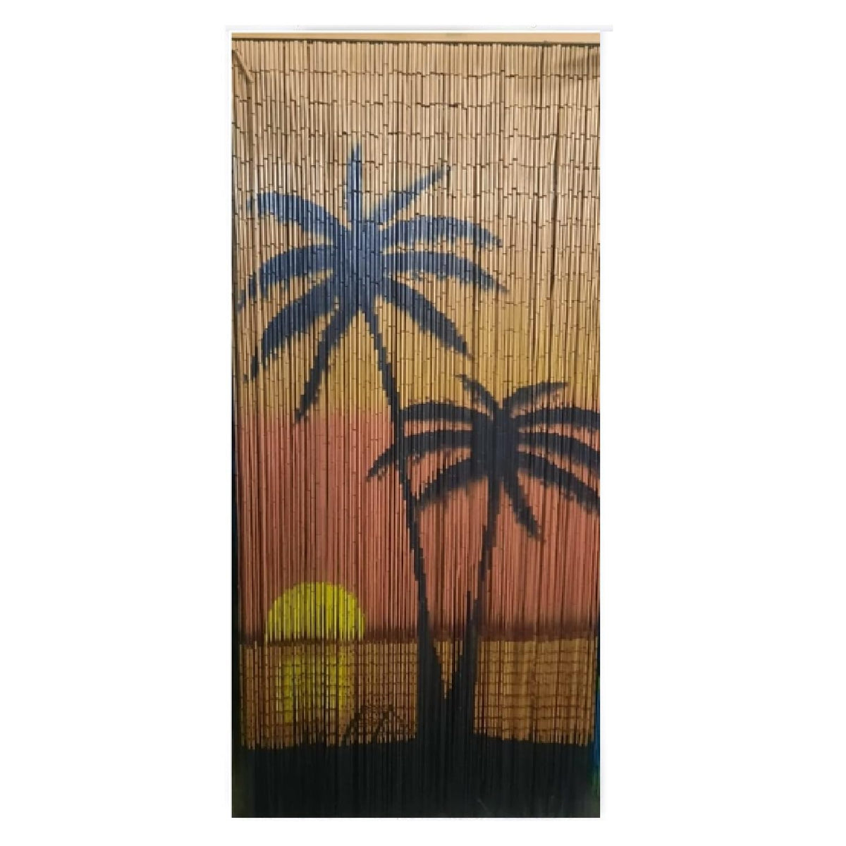 Generic Sunset Palm Tree Beaded Curtain for doorway adds tropical charm while filtering breeze.