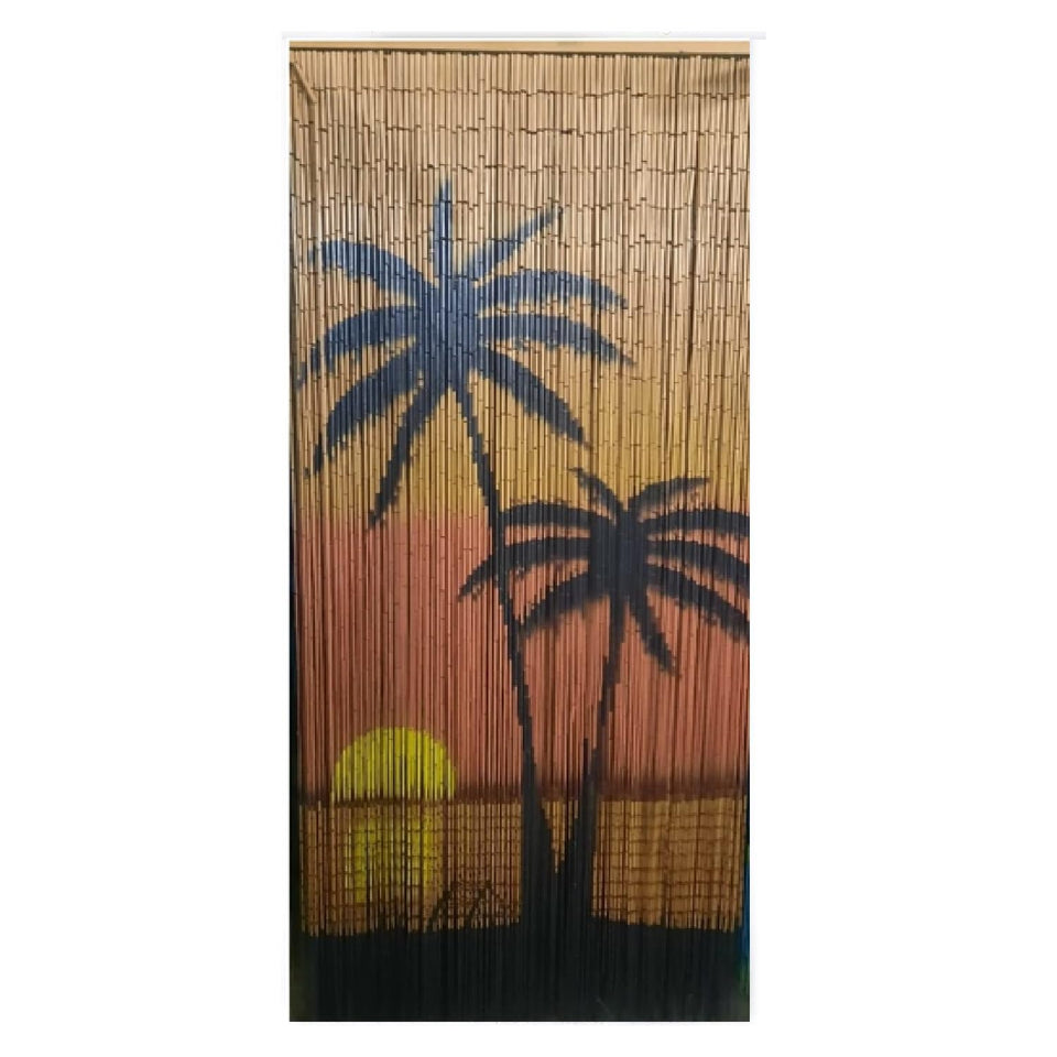 Generic Sunset Palm Tree Beaded Curtain for doorway adds tropical charm while filtering breeze.