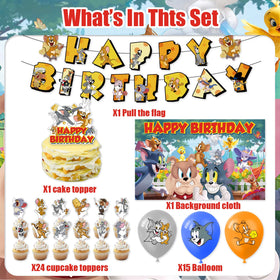 Generic Tom and Jerry cake topper centers the cake with themed charm.