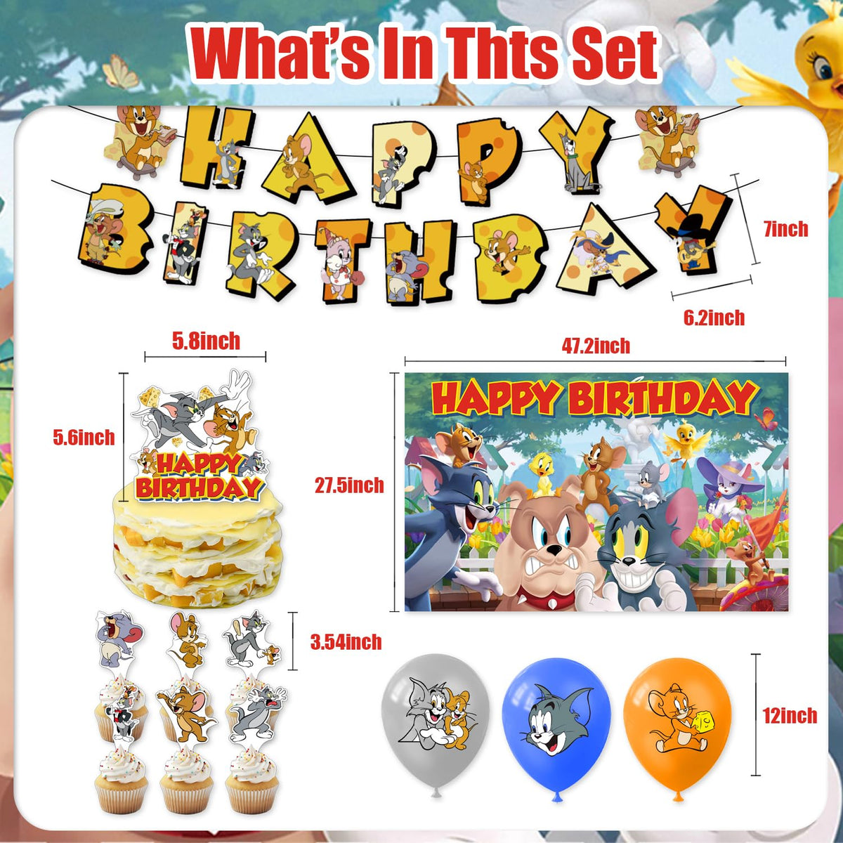 Generic Tom and Jerry cupcake toppers add cute character accents to desserts.