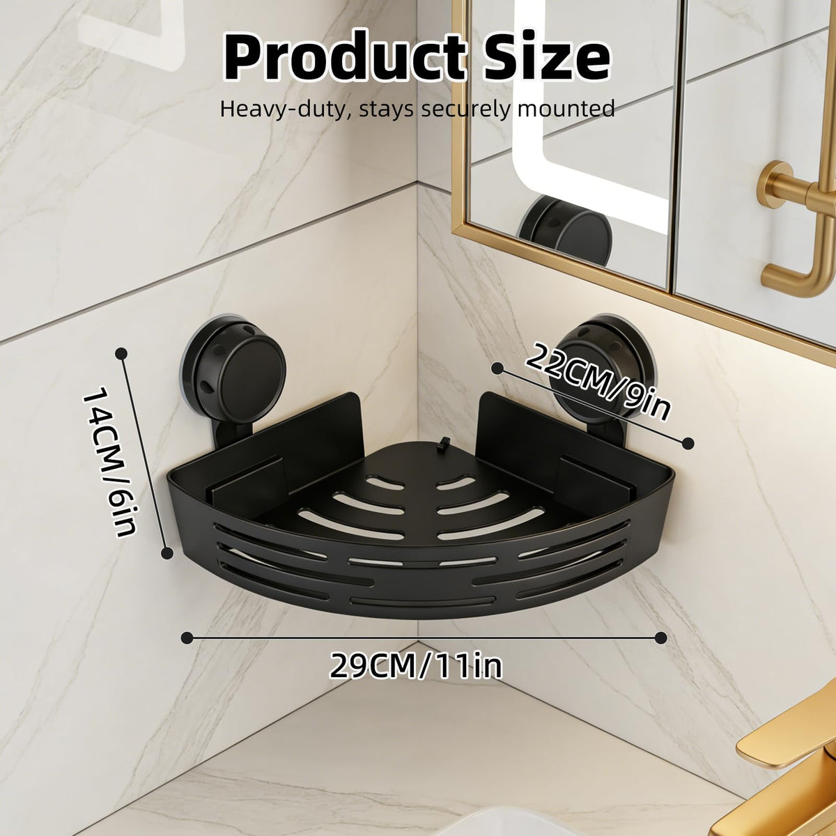 Generic towel bar integrated into the corner shelf for towels and accessories.