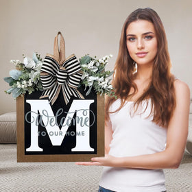 Generic Ultra Large 14in Front Door Wreath with 26 initials for personalized curb appeal.
