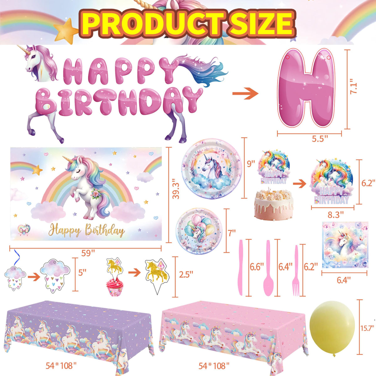 Generic unicorn party banner creates a festive focal point for celebrations