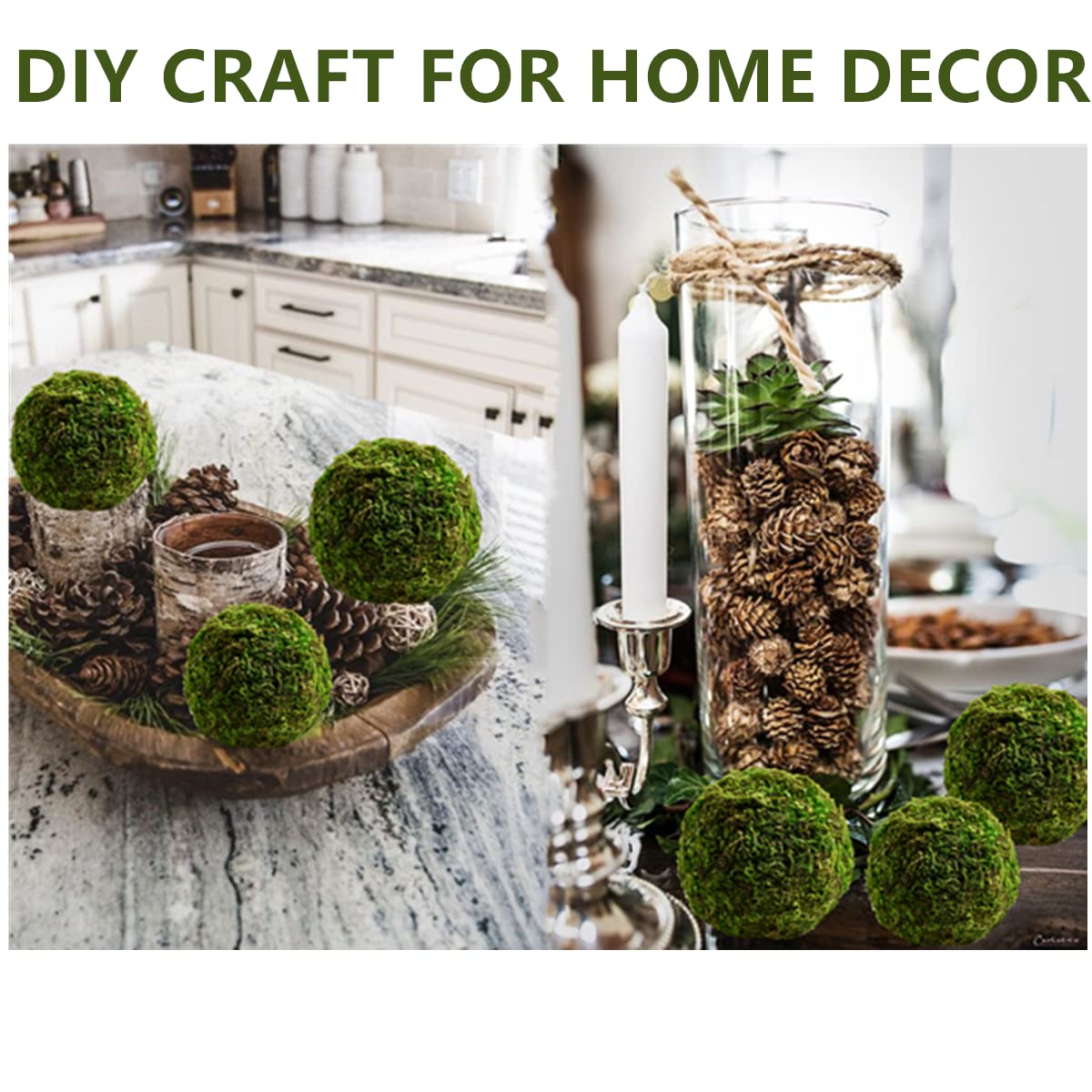 Generic Usmola moss balls in a vase add instant greenery