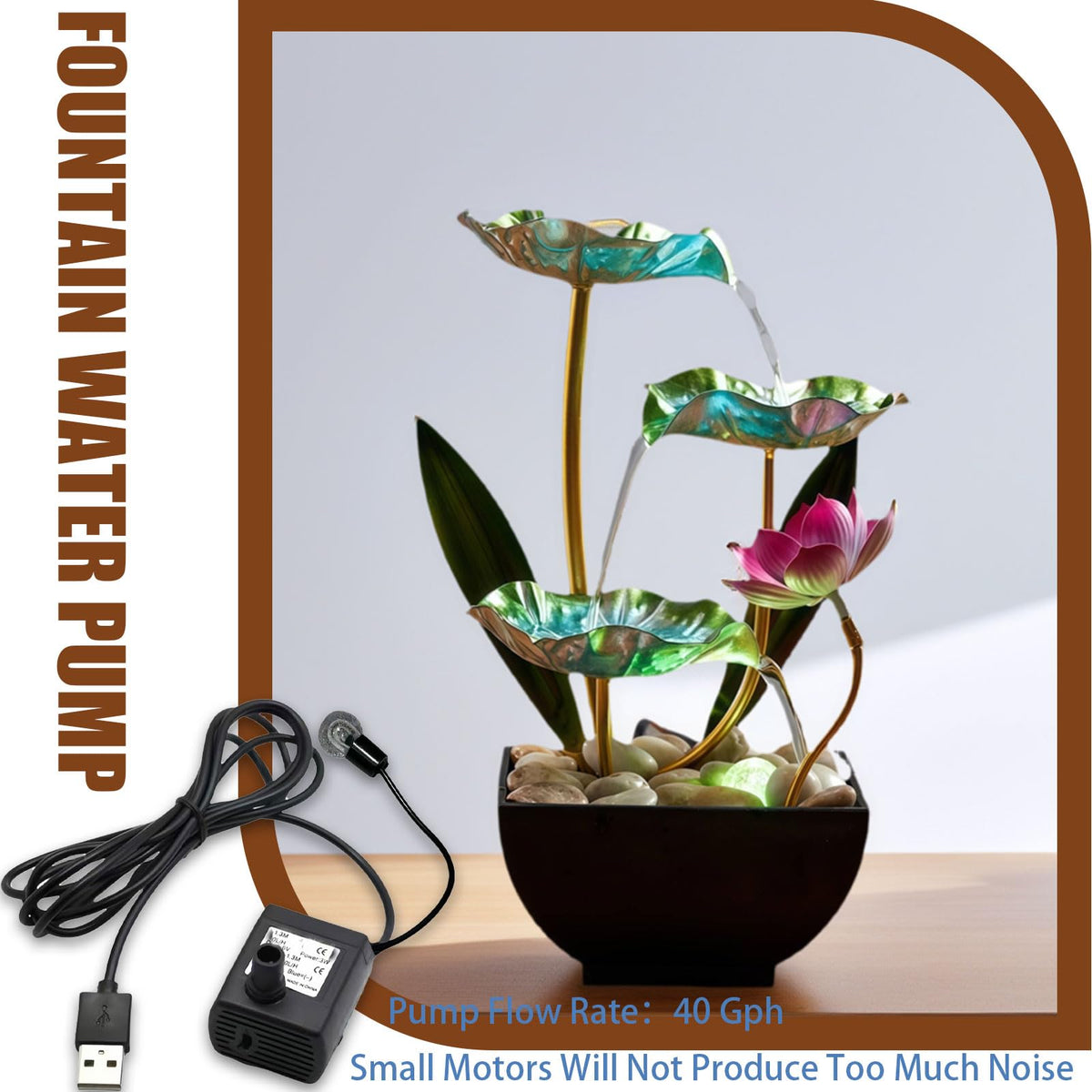 Generic Waterfall Pendulum Tabletop Fountain compact desktop decor for productive workspaces.