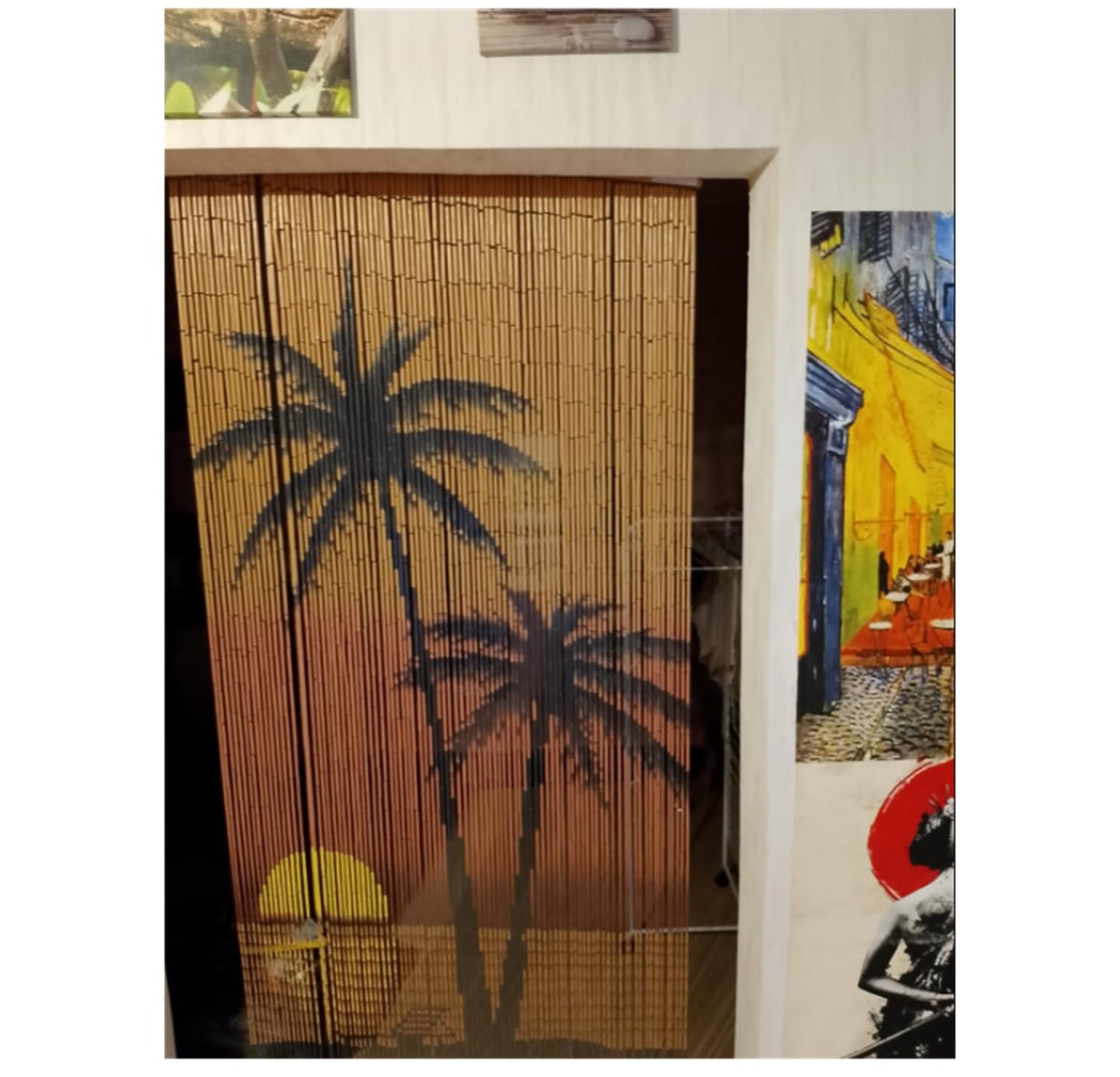 Generic Wooden Tube Beaded Curtain reflects natural materials and light diffusion.
