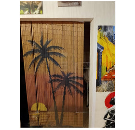 Generic Wooden Tube Beaded Curtain reflects natural materials and light diffusion.
