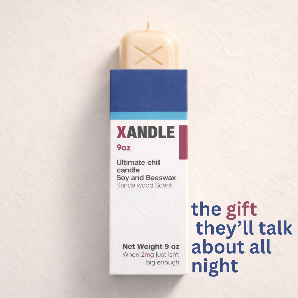 Genesis Savoir Xanax Candle gift box packaging sparks laughs at events
