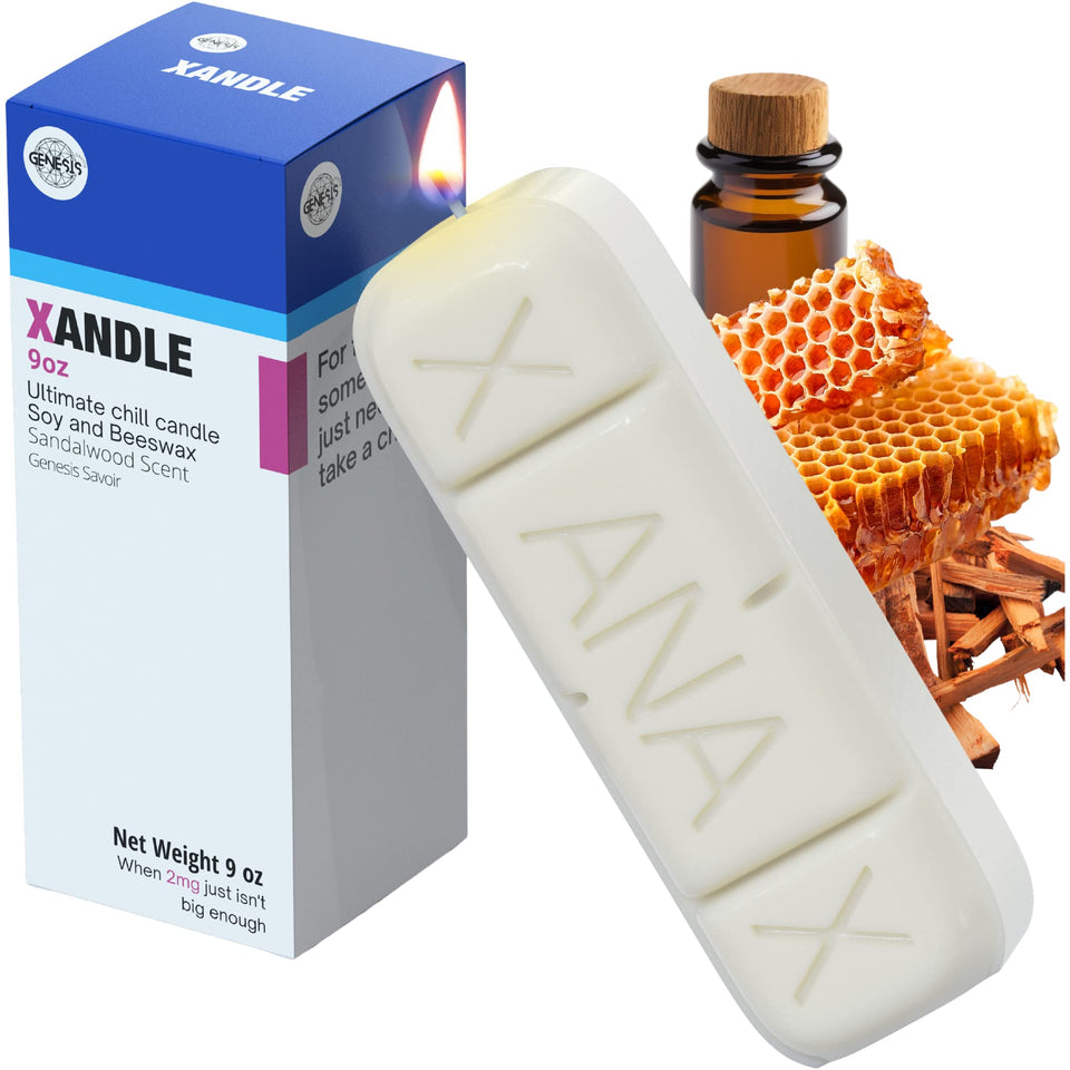 Genesis Savoir Xanax Candle with Gift Box for gift ready laughs and quirky decor