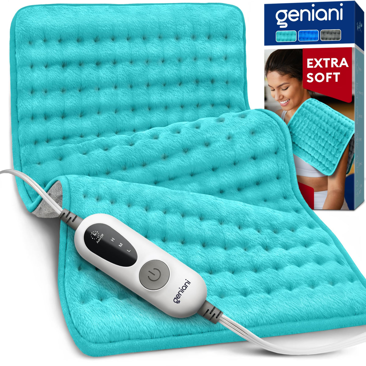 GENIANI electric heating pad back area with broad heat coverage