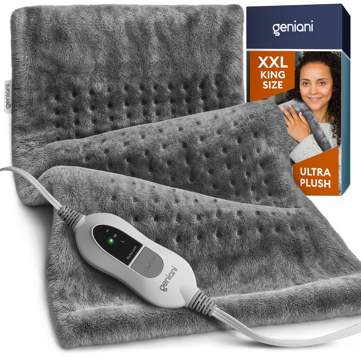 GENIANI Electric Throw on couch shows XXL warmth for cozy evenings