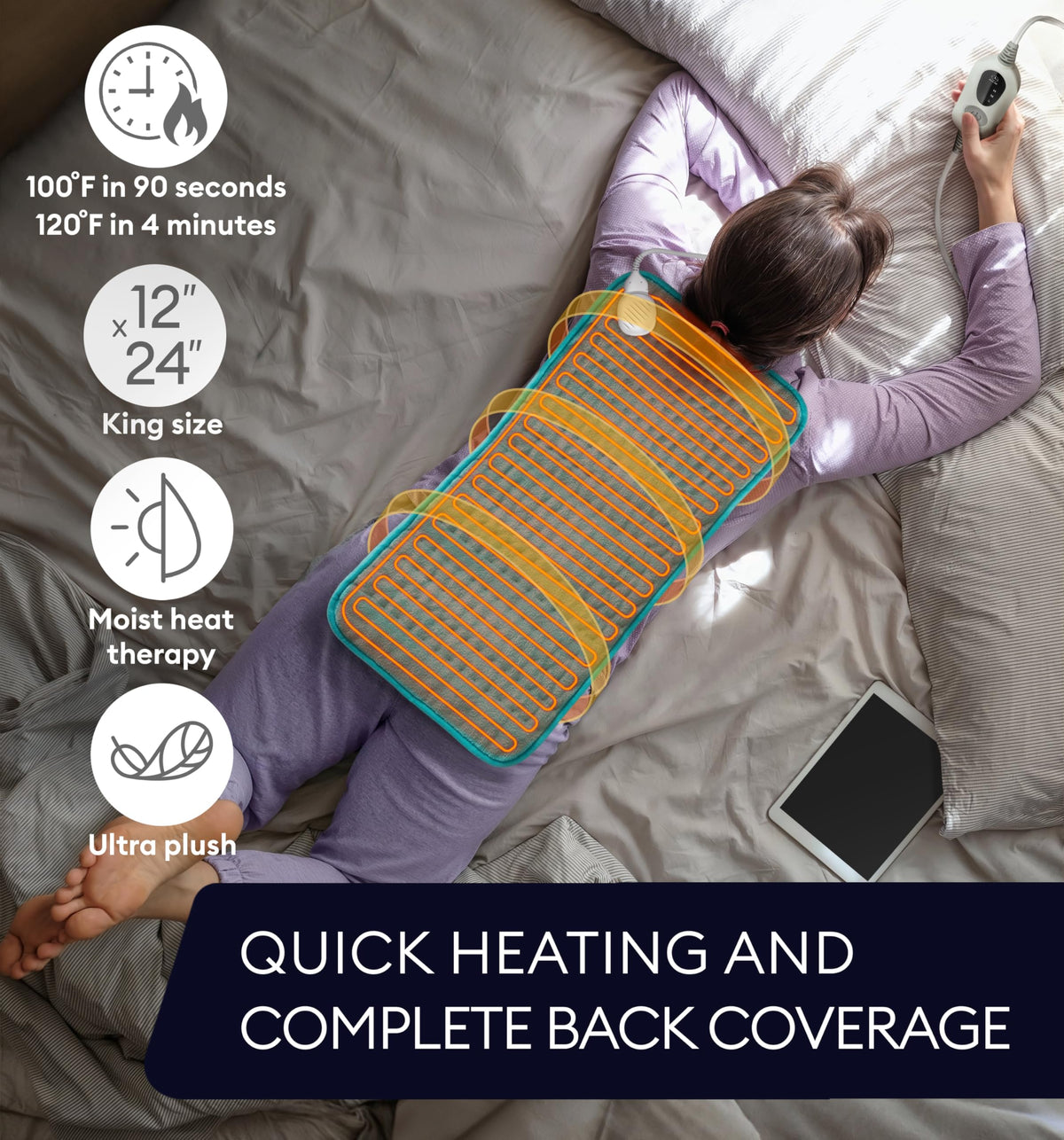 GENIANI heating pad with 3 heat settings for customizable comfort