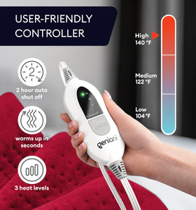 GENIANI heating pad ultra-soft plush fabric feels gentle against skin.