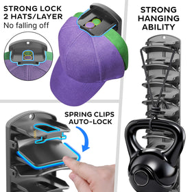 Genicuts wall-mounted hat rack shown on wall for organized caps.