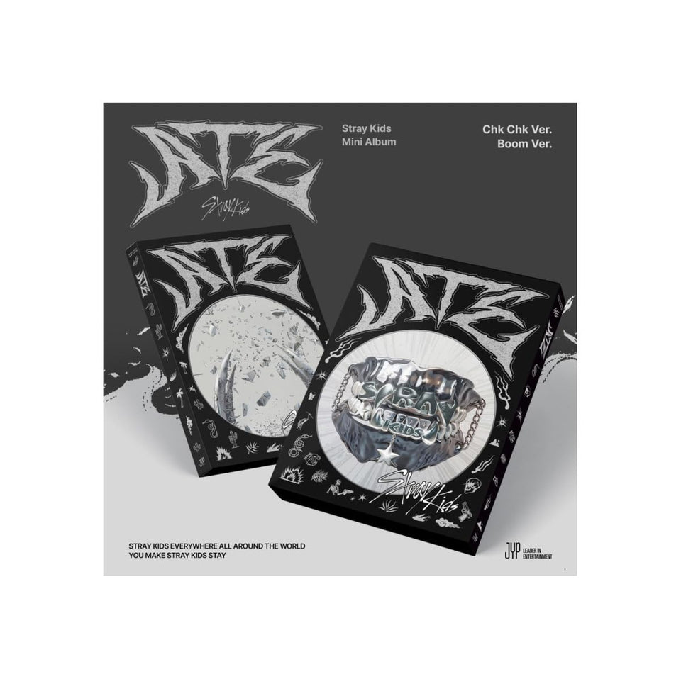 Genie Music Stray Kids ATE Chk Chk edition cover highlighting a collectible display piece.