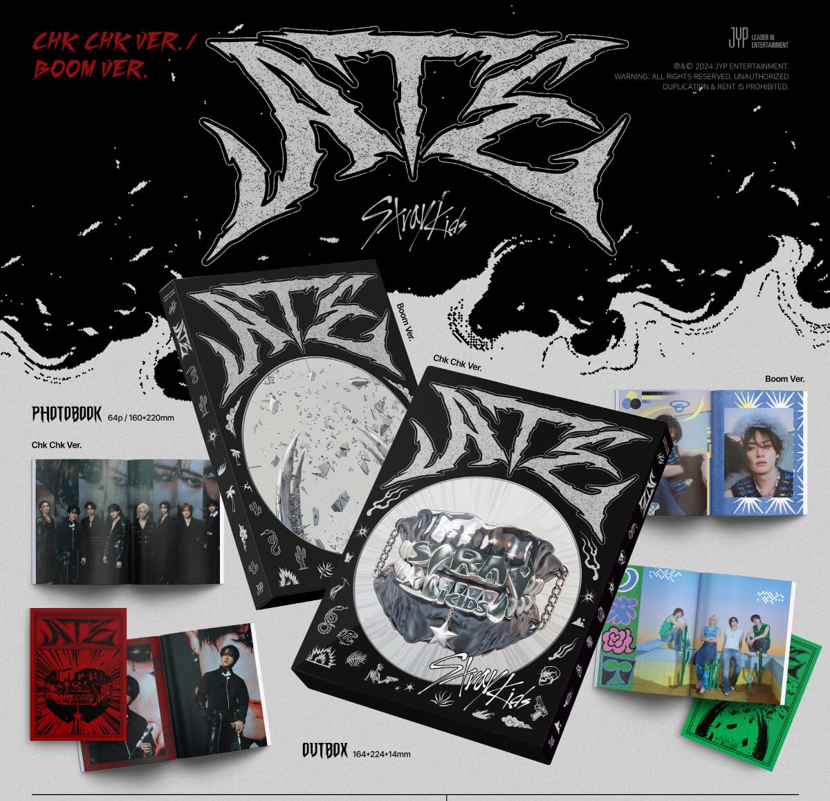 Genie Music Stray Kids ATE compact display showcases the ultra-slim album for desk or shelf.