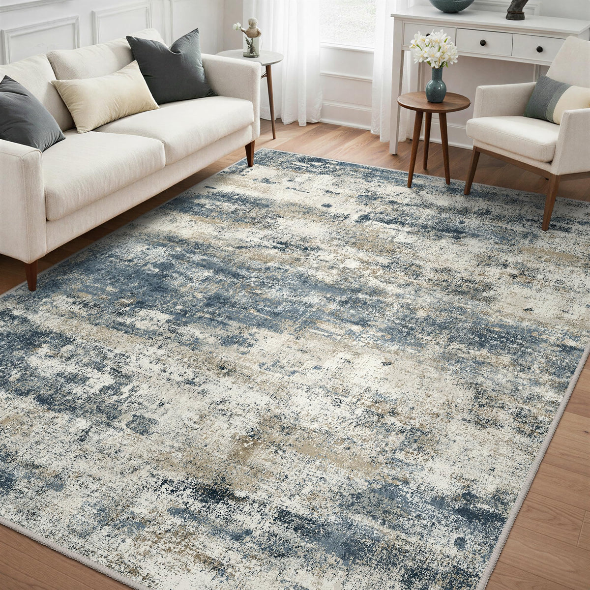 GENIMO 8x10 navy abstract rug adds subtle elegance to any space