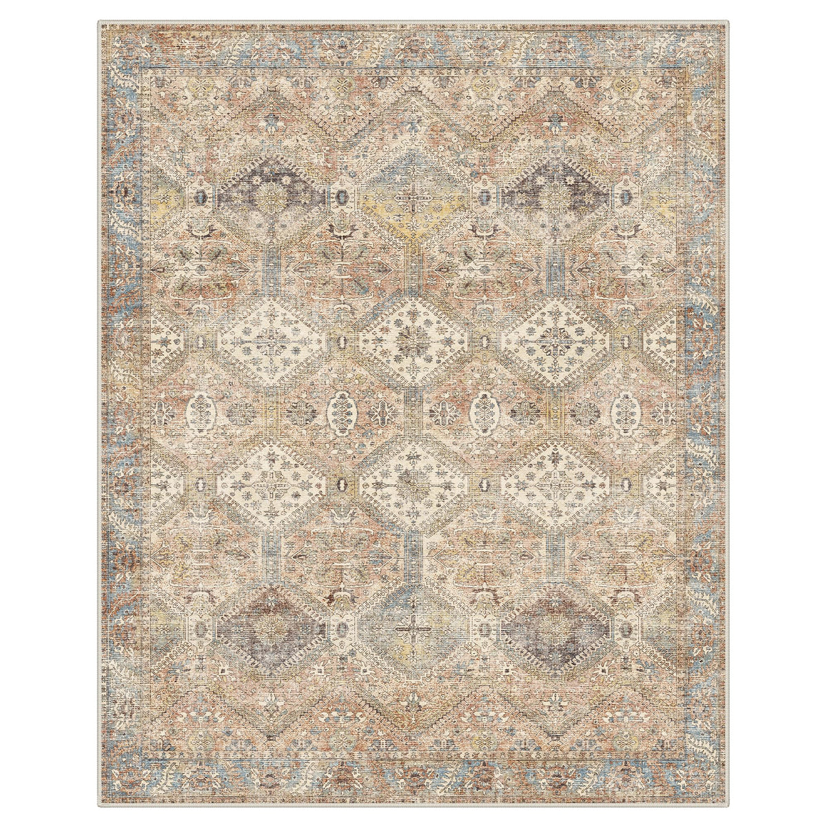 GENIMO 8x10 rug non-slip backing keeps it in place on floors.