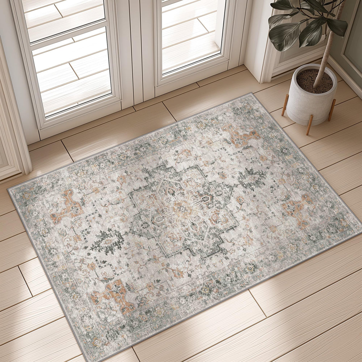 GENIMO Area Rug 2x3: soft fiber closeup for cozy entryway comfort.