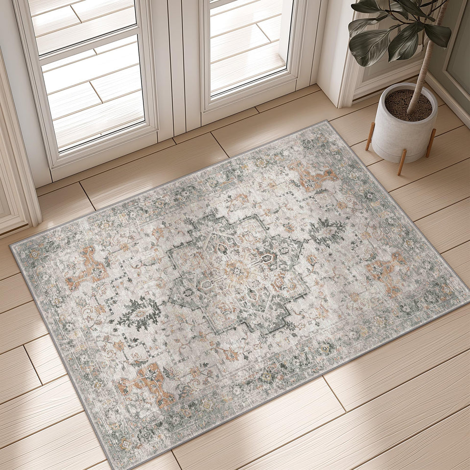 GENIMO Area Rug 2x3: soft fiber closeup for cozy entryway comfort.