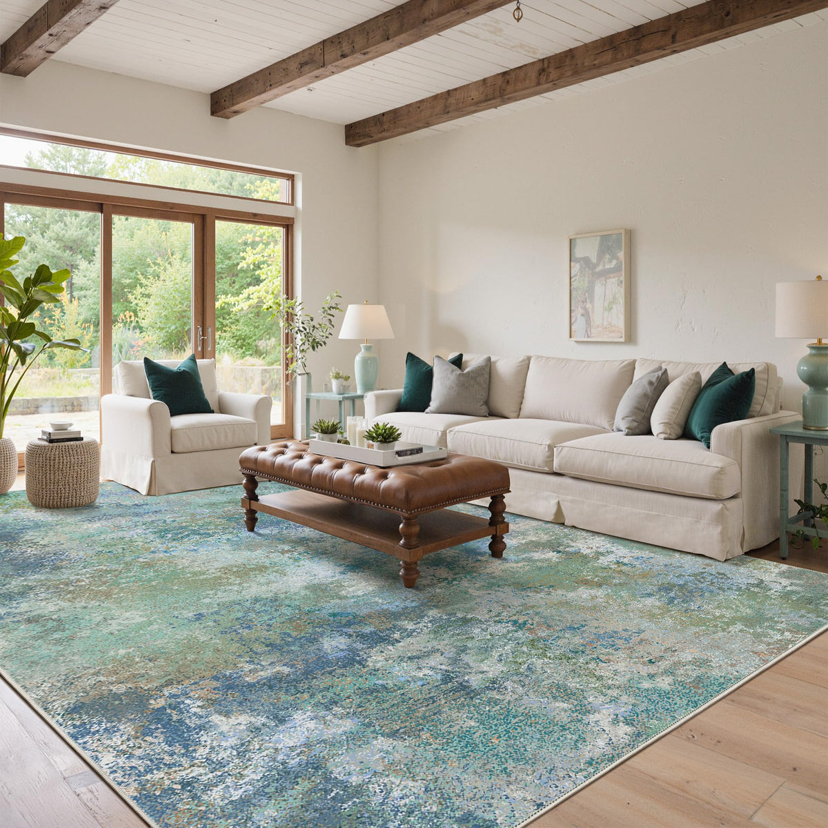 GENIMO blue green abstract pattern enhances modern living spaces