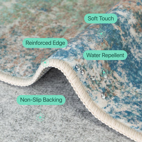 GENIMO blue green rug suits dining rooms and living areas