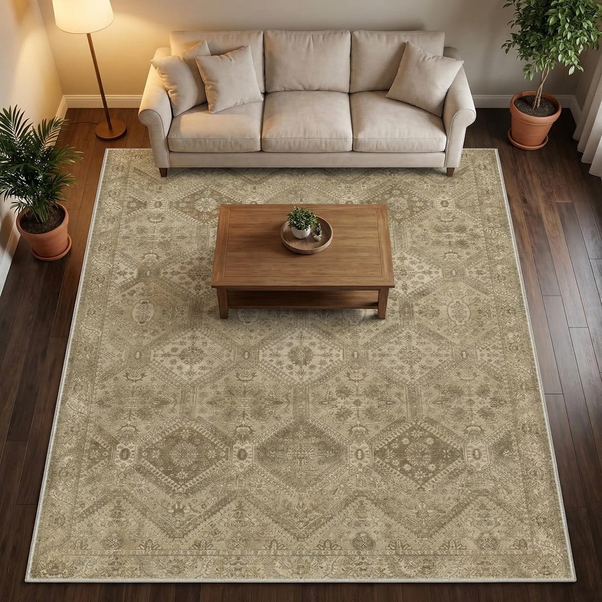 GENIMO boho floral rug for dining areas adds character and easy care.