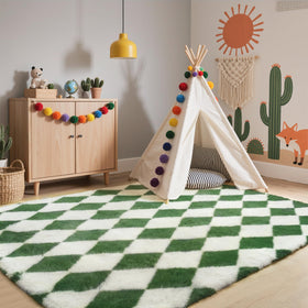 GENIMO checkered pattern wide-angle view shows versatile decor options.