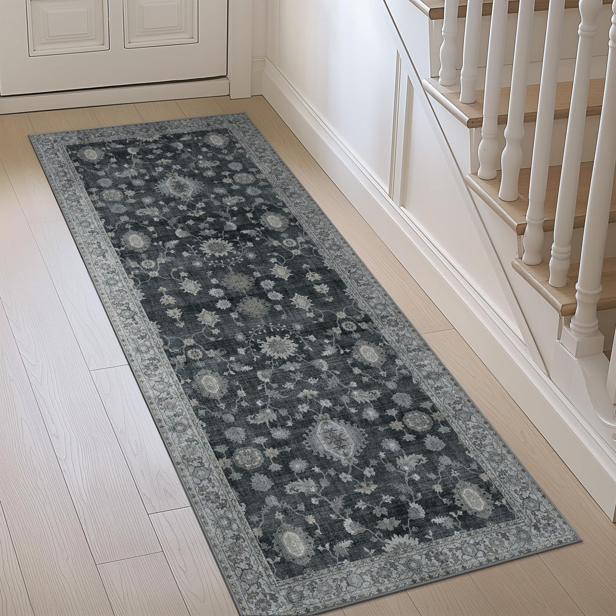 GENIMO Runner Rug charcoal hallway image showing high-traffic entryway use and style.