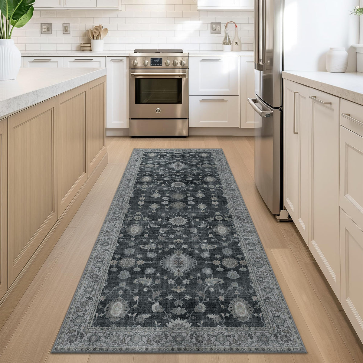 GENIMO Runner Rug thin low-pile design keeps doors unobstructed for easy cleaning.