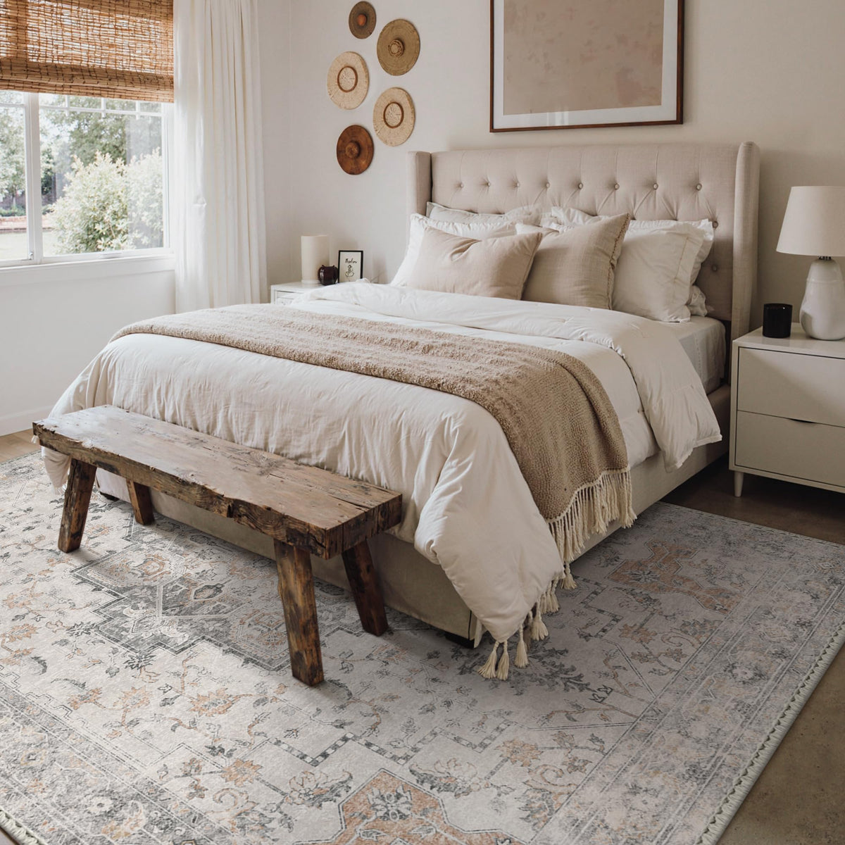 GENIMO vintage floral pattern rug enhances classic living room styling