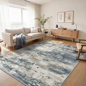 GENIMO washable navy blue rug for easy cleaning