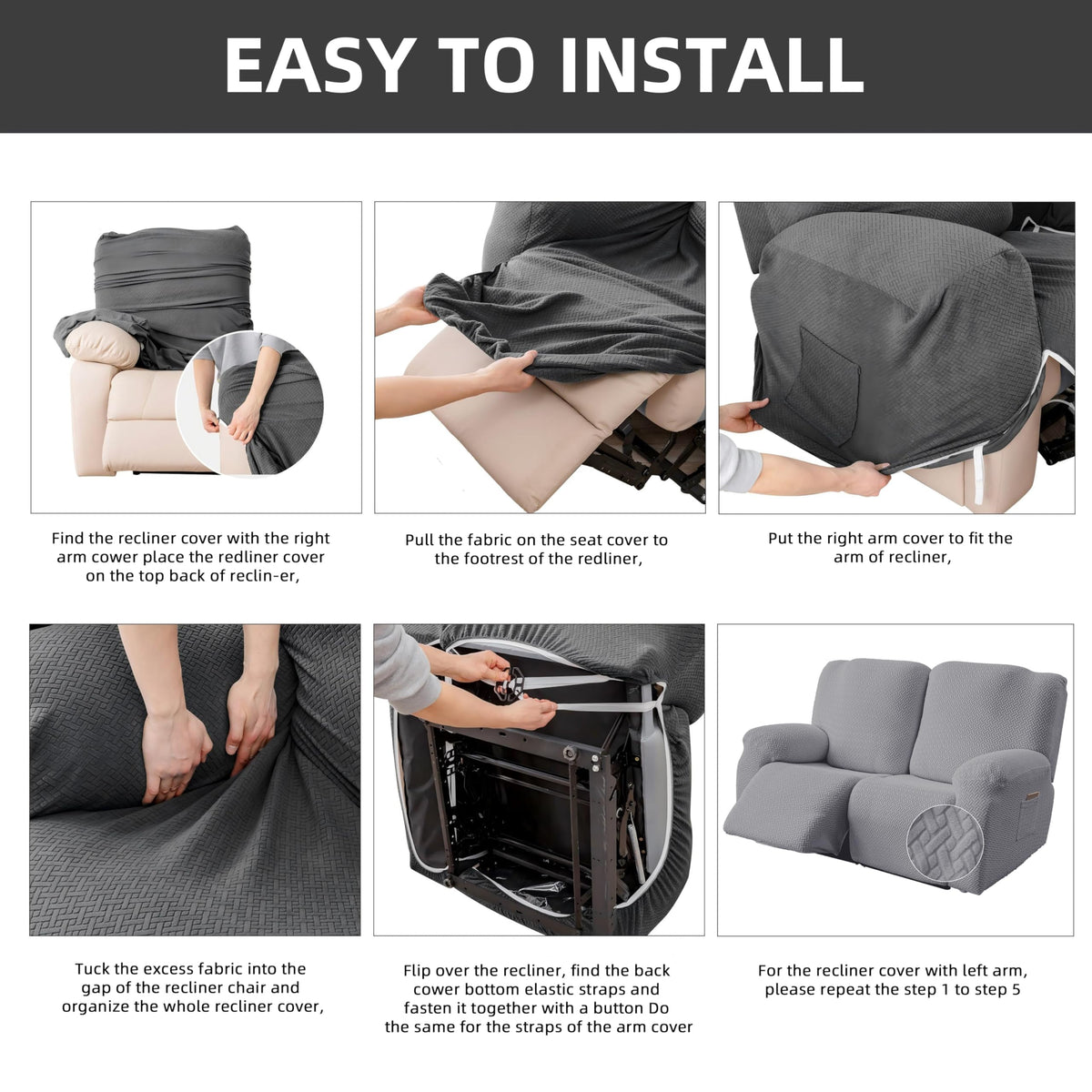 Genina bottom elastic design keeps the cover in place on recliners