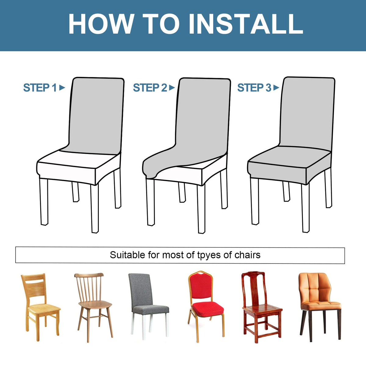 Genina dining chair slipcovers fit back heights 19.5 to 23.5 inches for a snug look.