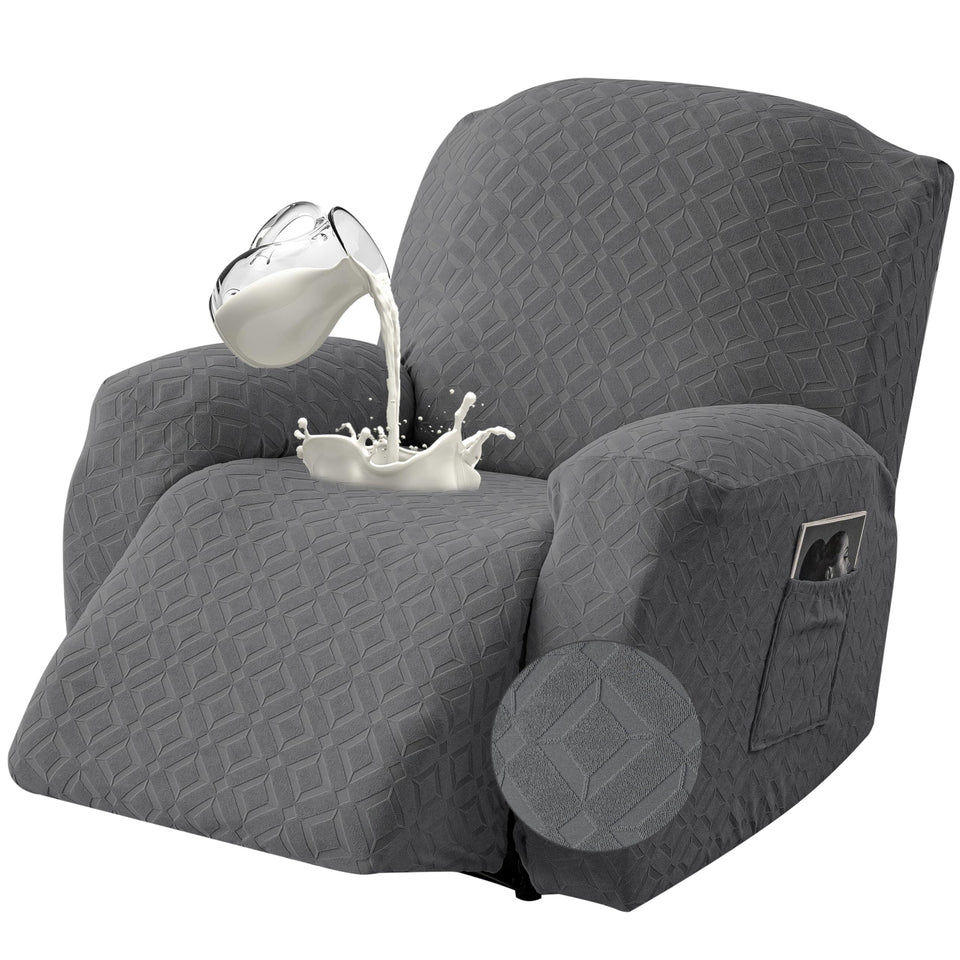 Genina Gennia waterproof recliner cover close-up material showing soft fabric and waterproof coating.