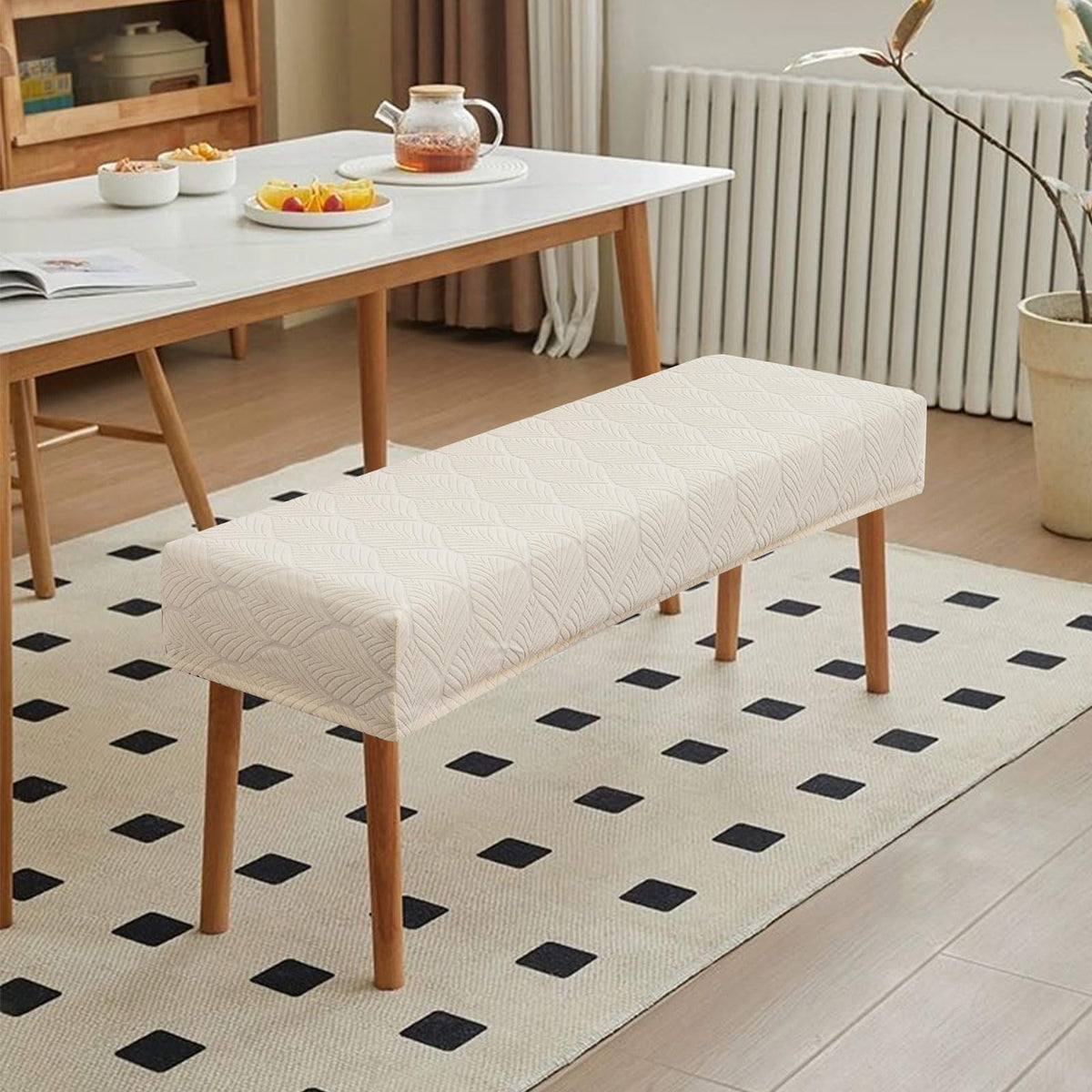 Genina high-stretch jacquard bench cover ensuring a snug, secure fit