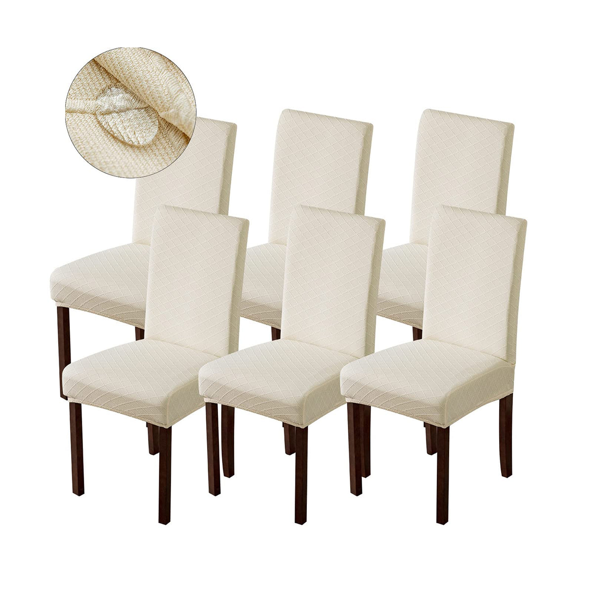 Genina waterproof chair cover beige front view protects dining chairs from spills