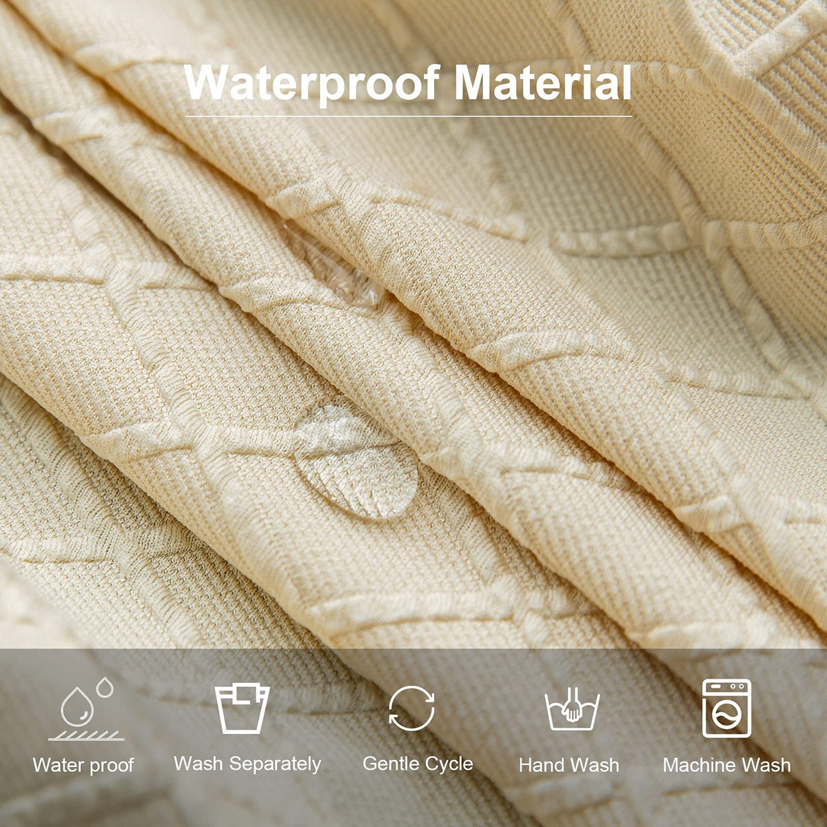 Genina waterproof coating demonstrates water beading on a chair for easy wipe-clean