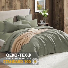 Geniospin bed-in-a-bag sage green layout demonstrates all-season bedding in one complete set