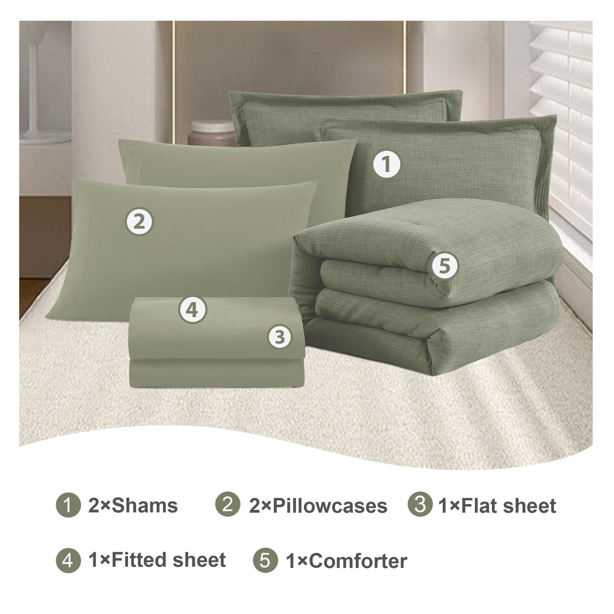 Geniospin pillowcases 20x40 sage green pair for a soft, hotel-like feel