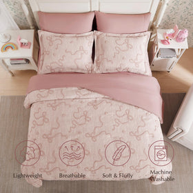 Geniospin pink twin flat sheet shown with smooth microfiber finish