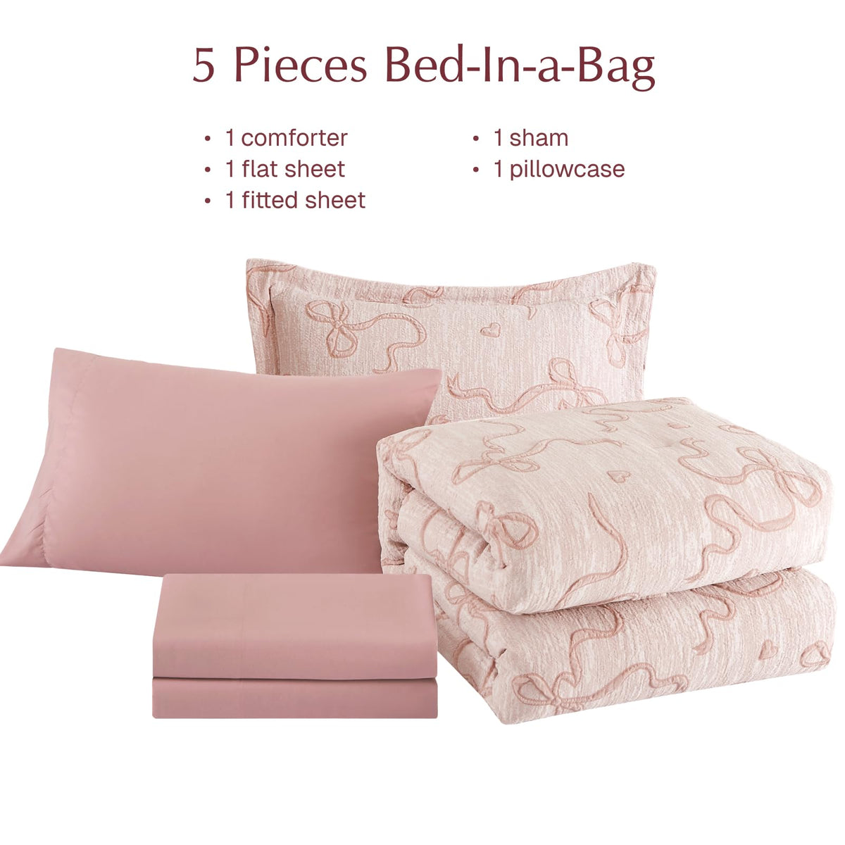 Geniospin pink twin pillow sham complements the bowknot set