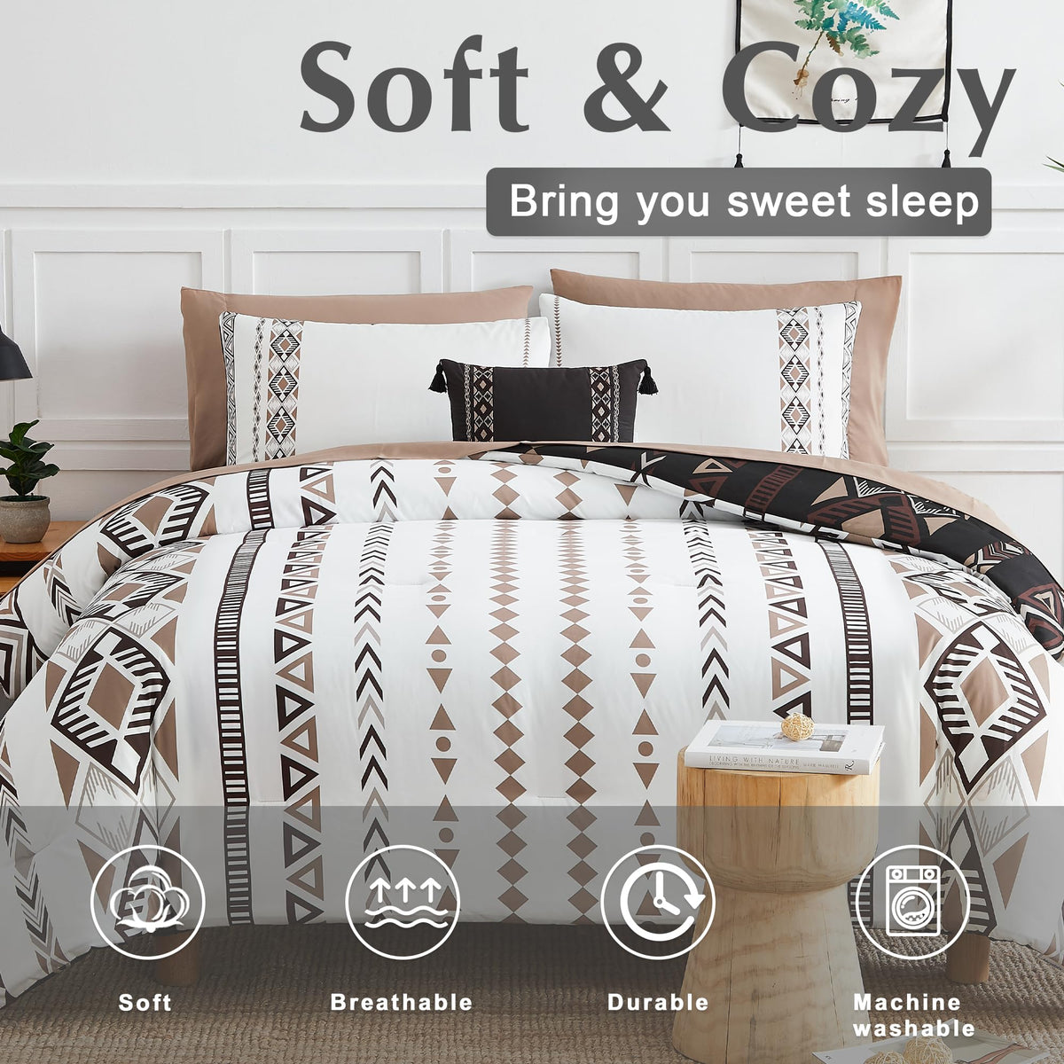 Geniospin reversible boho comforter design displayed for easy decor refresh
