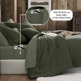 Geniospin sheets close-up shows smooth weave and easy-care fabric.
